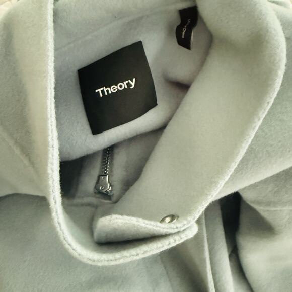 Theory Wool And Cashmere Utility Outwear Coat in Eggshell Blue Size S - Picture 7 of 11